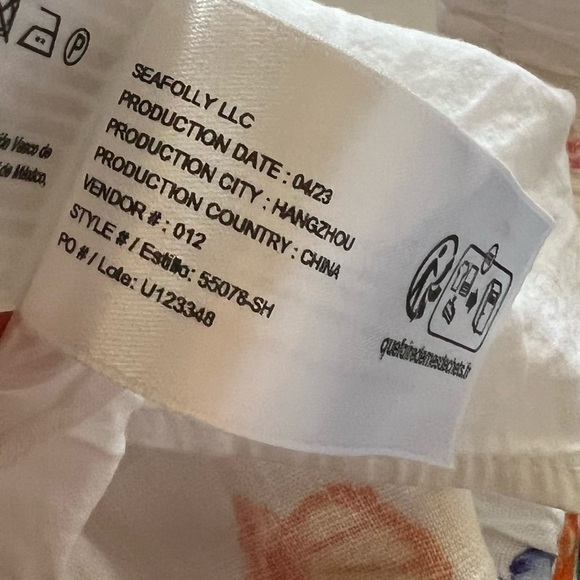 Seafolly White Under The Sea Beach 100% Linen Shirt and Shorts Set Medium - Picture 11 of 16